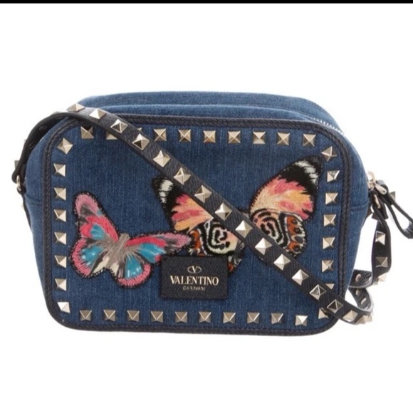 Valentino Garavani Denim Butterfly Crossbody Bag - Picture 3 of 11